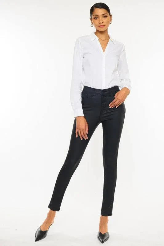 Kancan high rise black coated ankle skinny jean