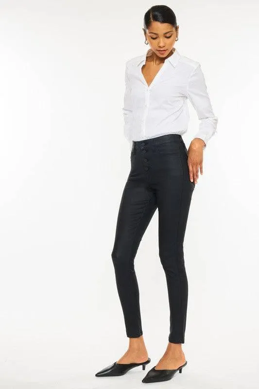 Kancan high rise black coated ankle skinny jean