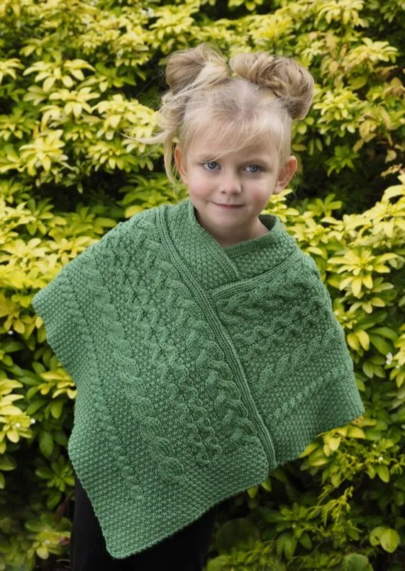 Kid's Aran Poncho | Green