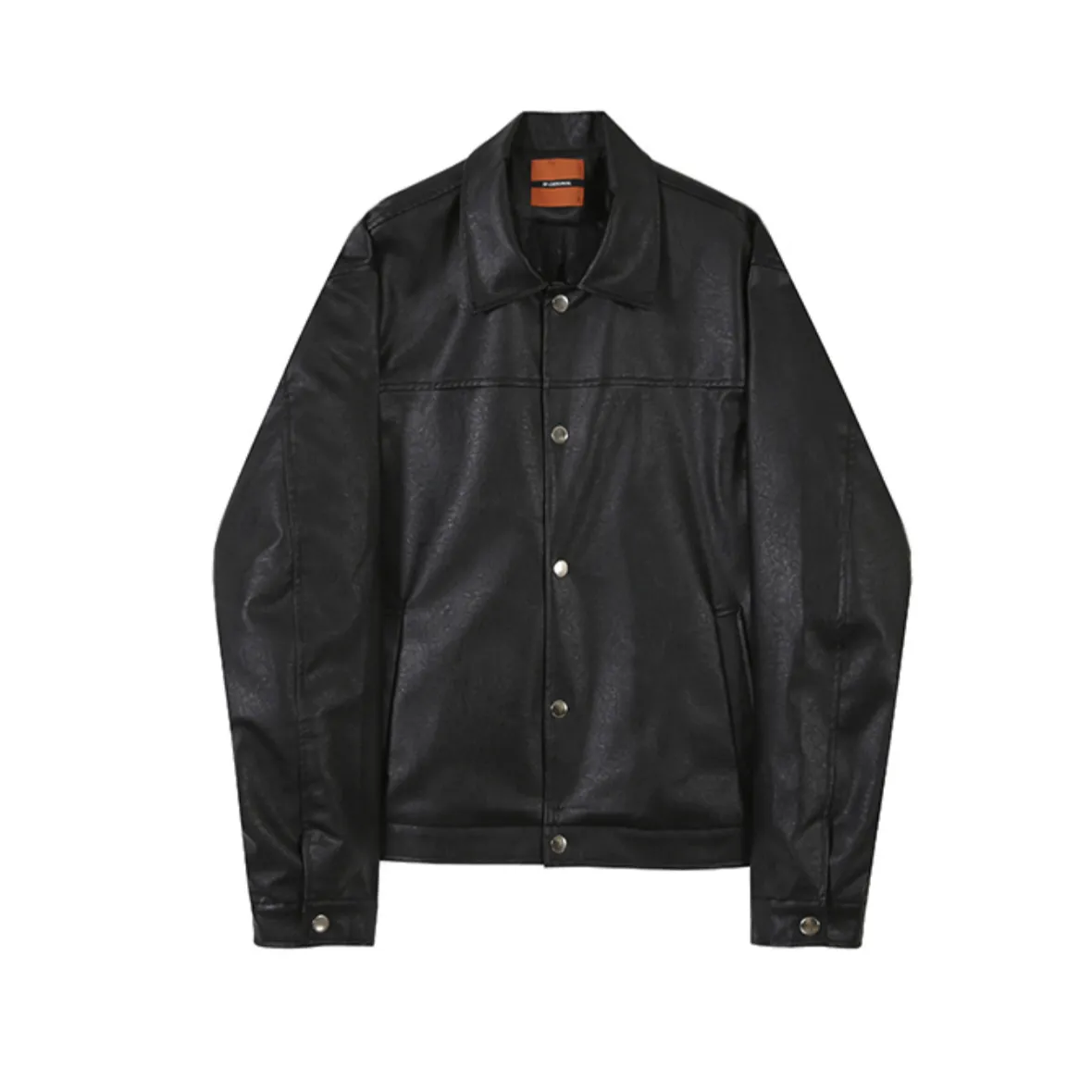 [Korean Style] Alex Button-up Slim Fit Faux Leather Jacket