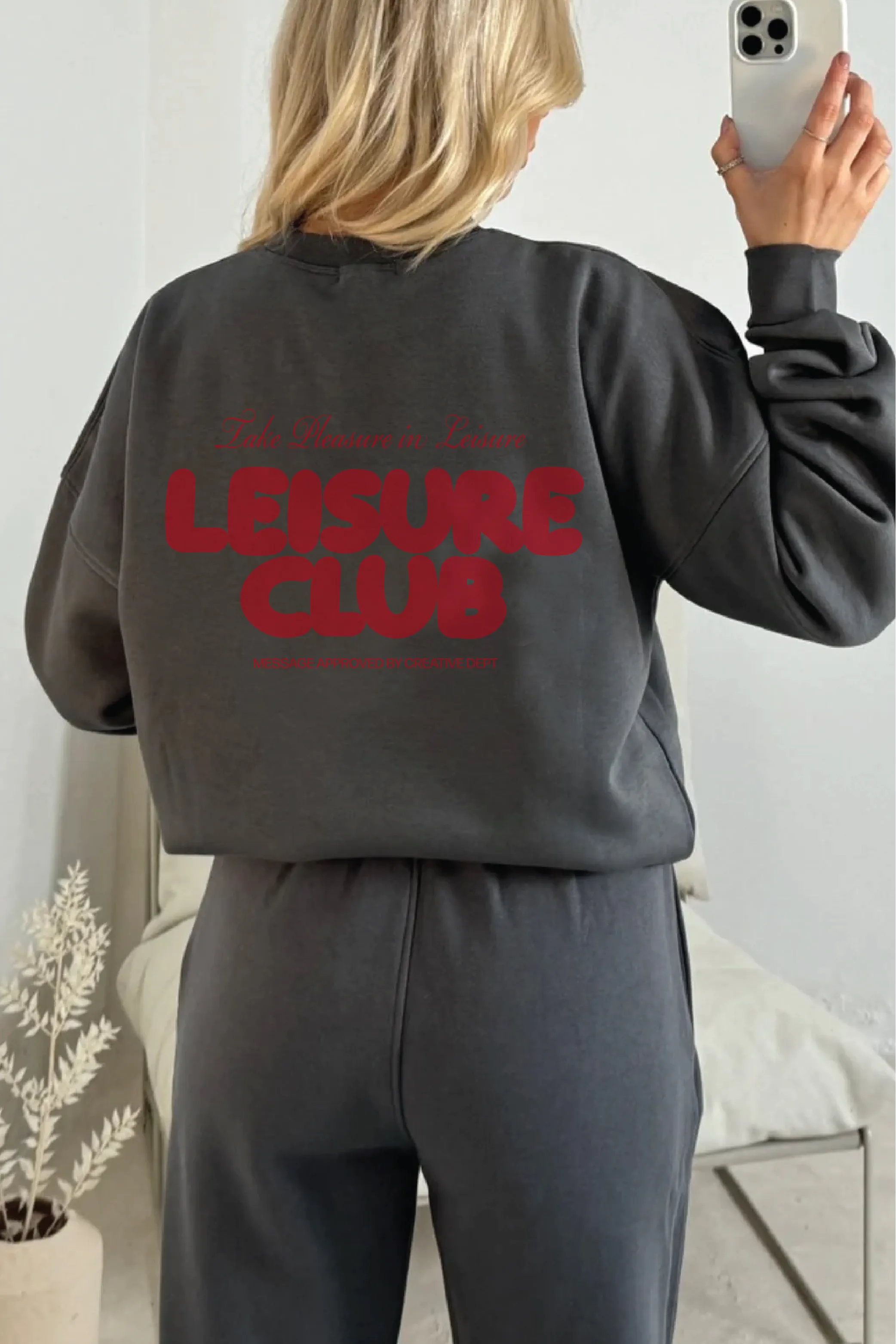 Leisure club steel grey printed sweater joggers loungewear