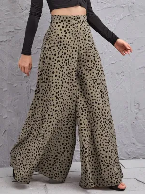 Leopard Print Wide-Leg Pants