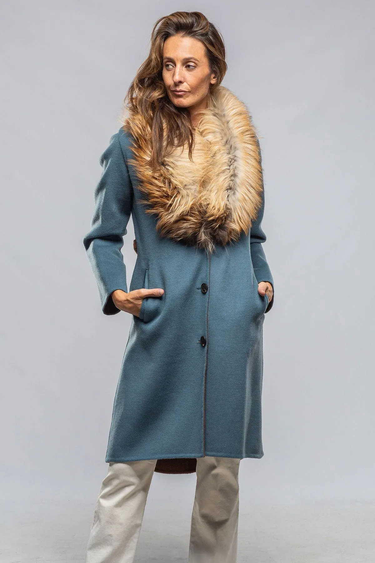 Liana Virgin Wool Coat in Blue