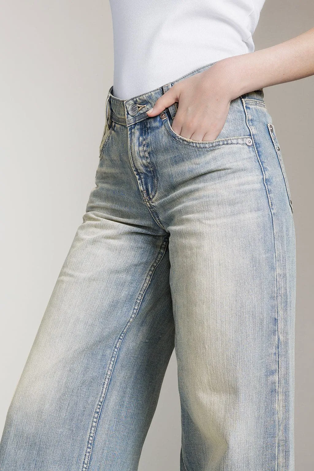 Light Blue Distressed Wide Leg Jeans