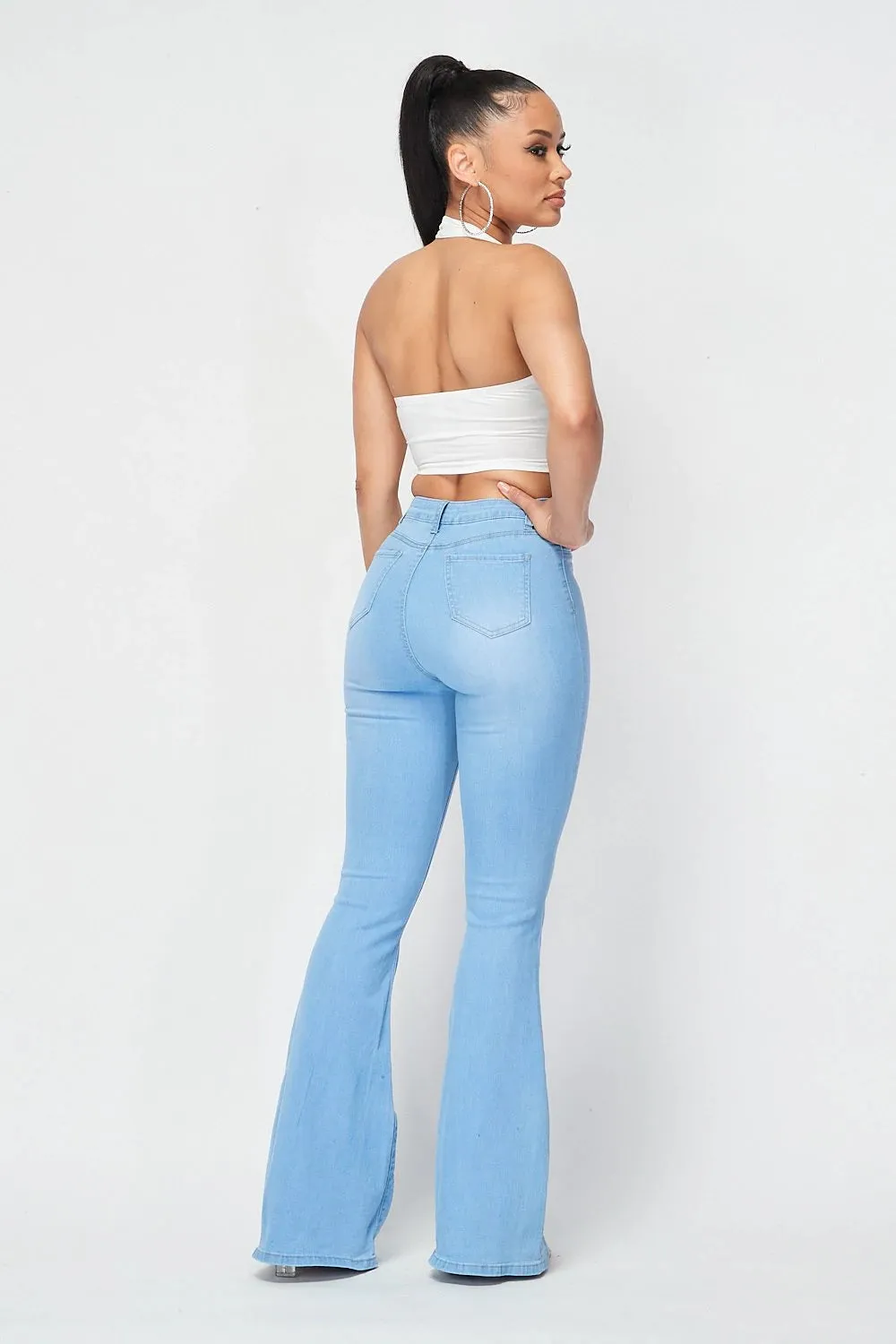 Light Blue High Waist  Bell Bottom Jeans