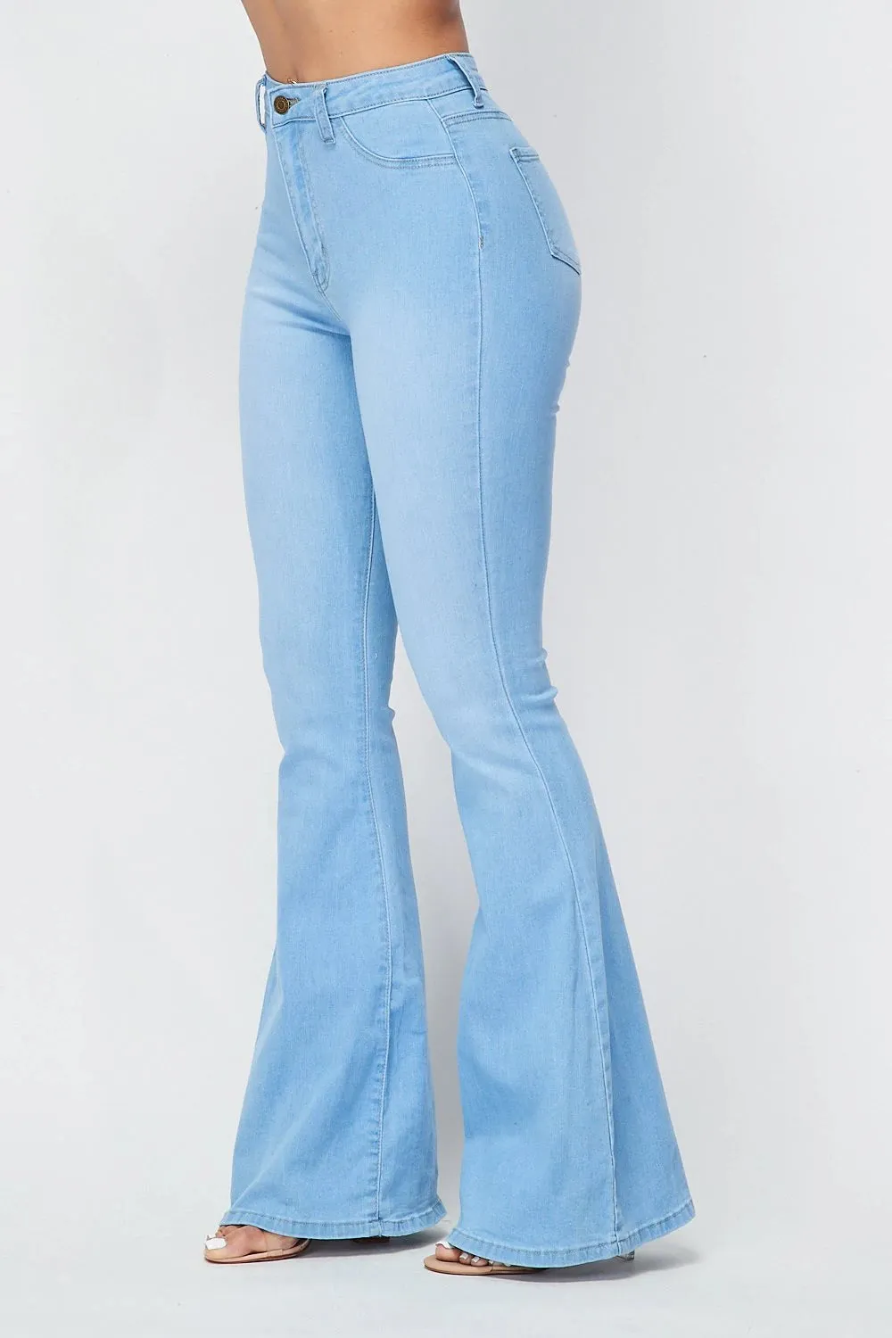 Light Blue High Waist  Bell Bottom Jeans