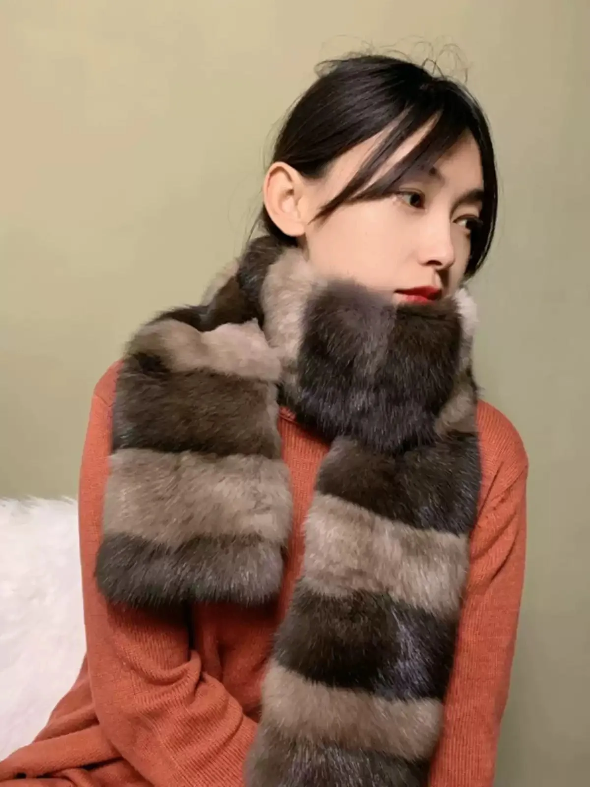 Light luxury sable whole fur scarf contrast color personality women's winter mink neck collar fur large neck scarf