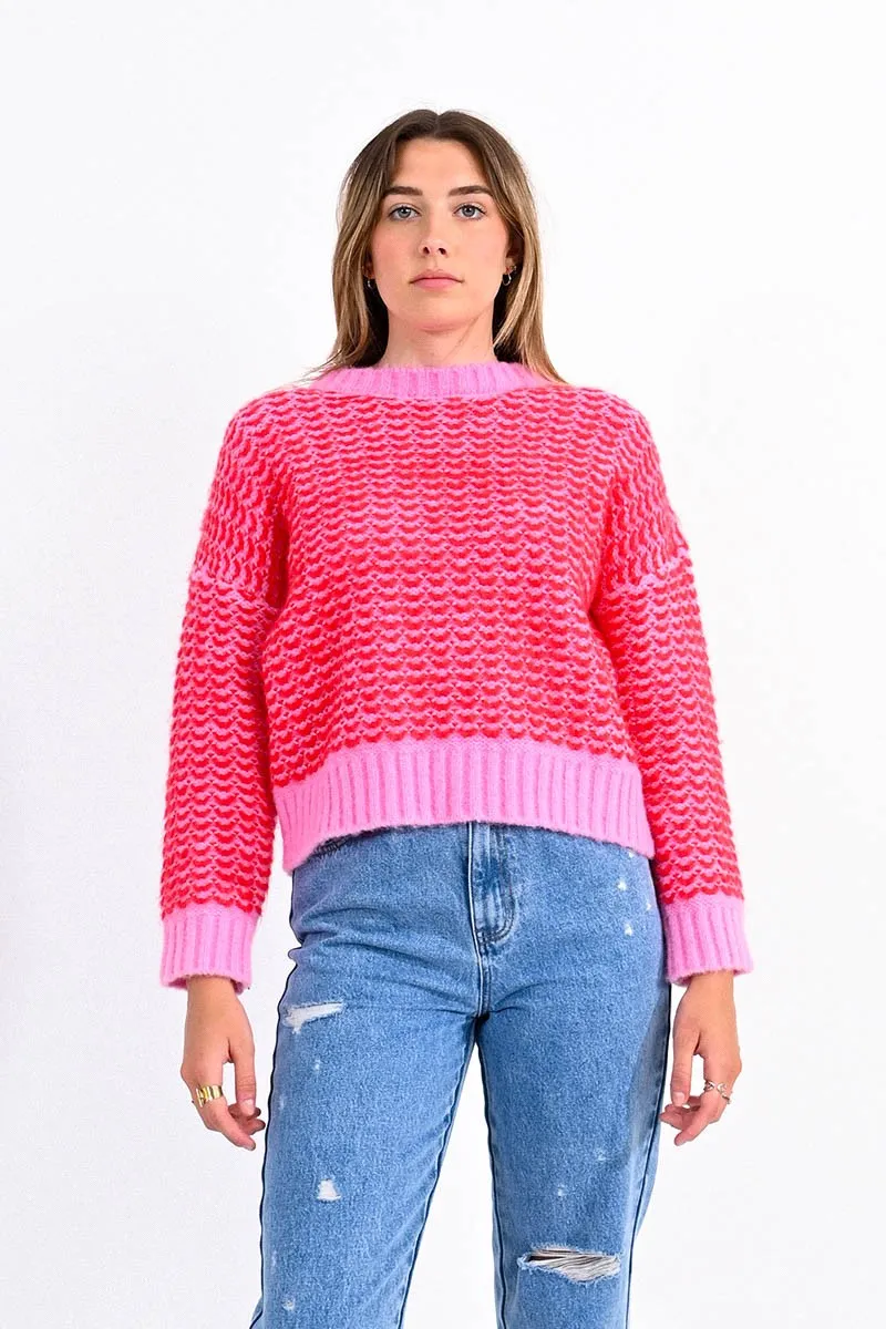 Lili Sidonio Pink Knitted Cropped Sweater