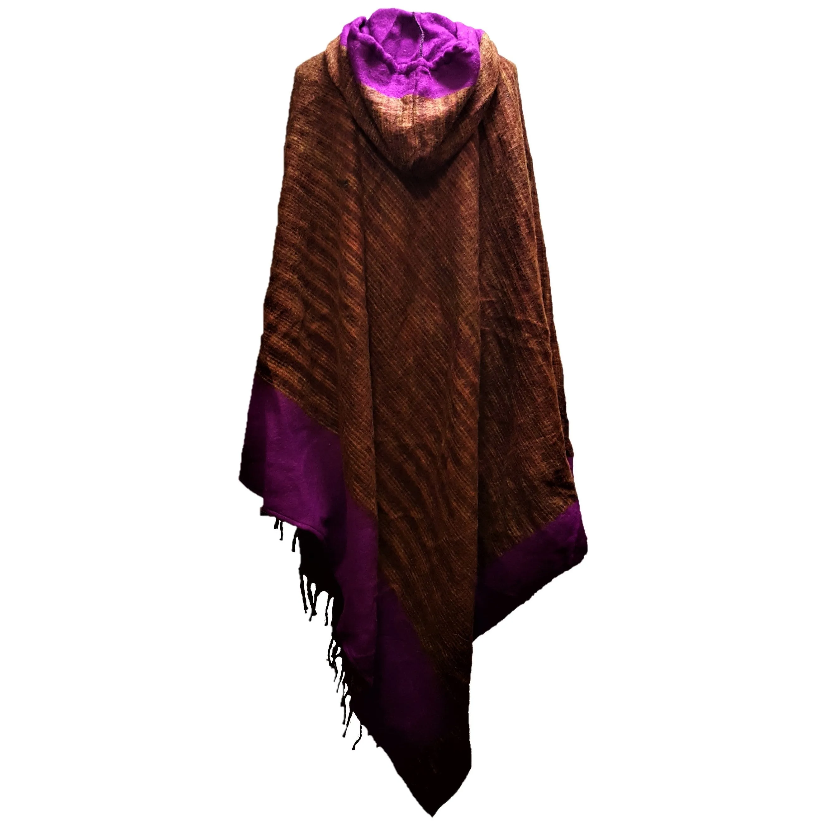 Long Cashmelon Poncho With Hood - Choice Of Colours