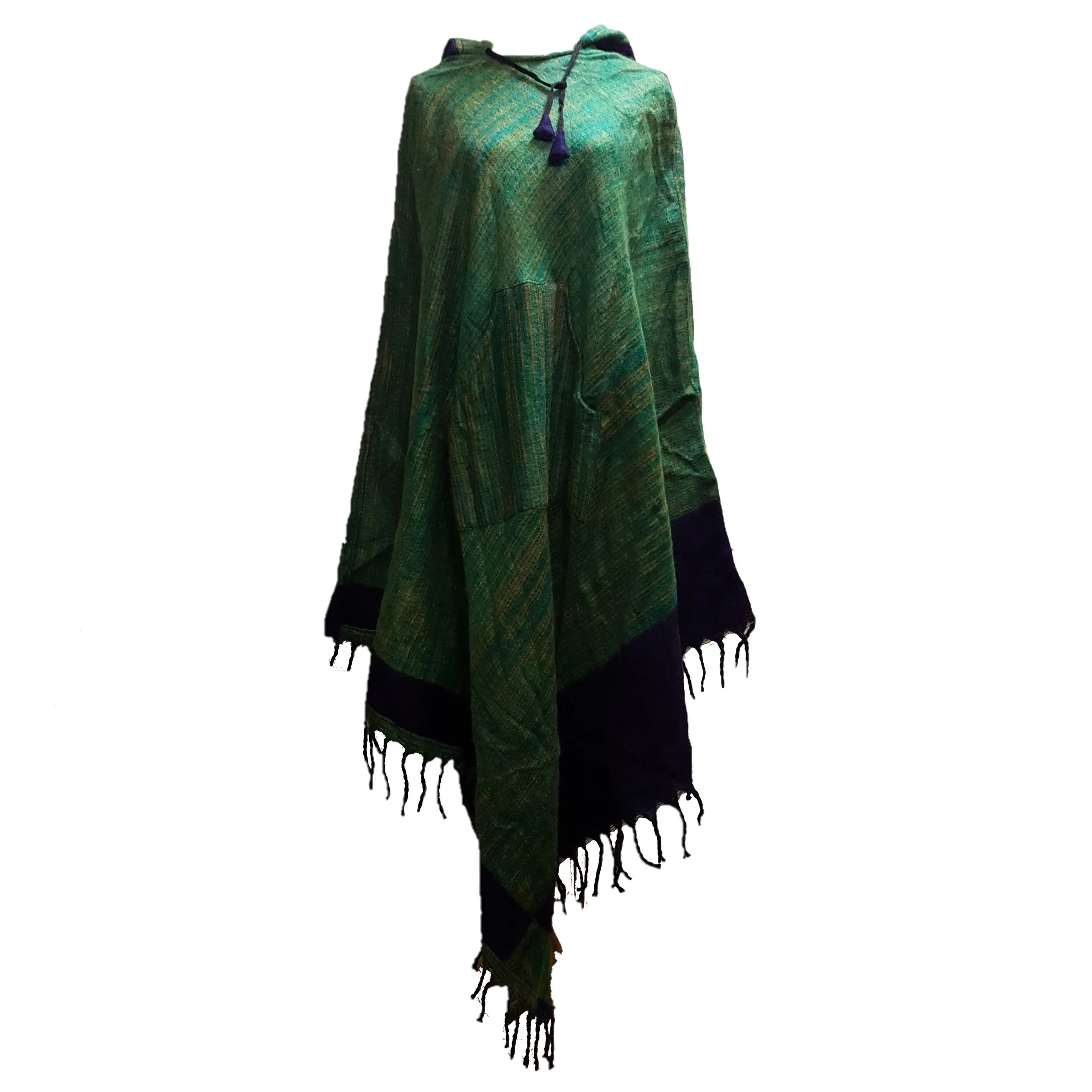 Long Cashmelon Poncho With Hood - Choice Of Colours