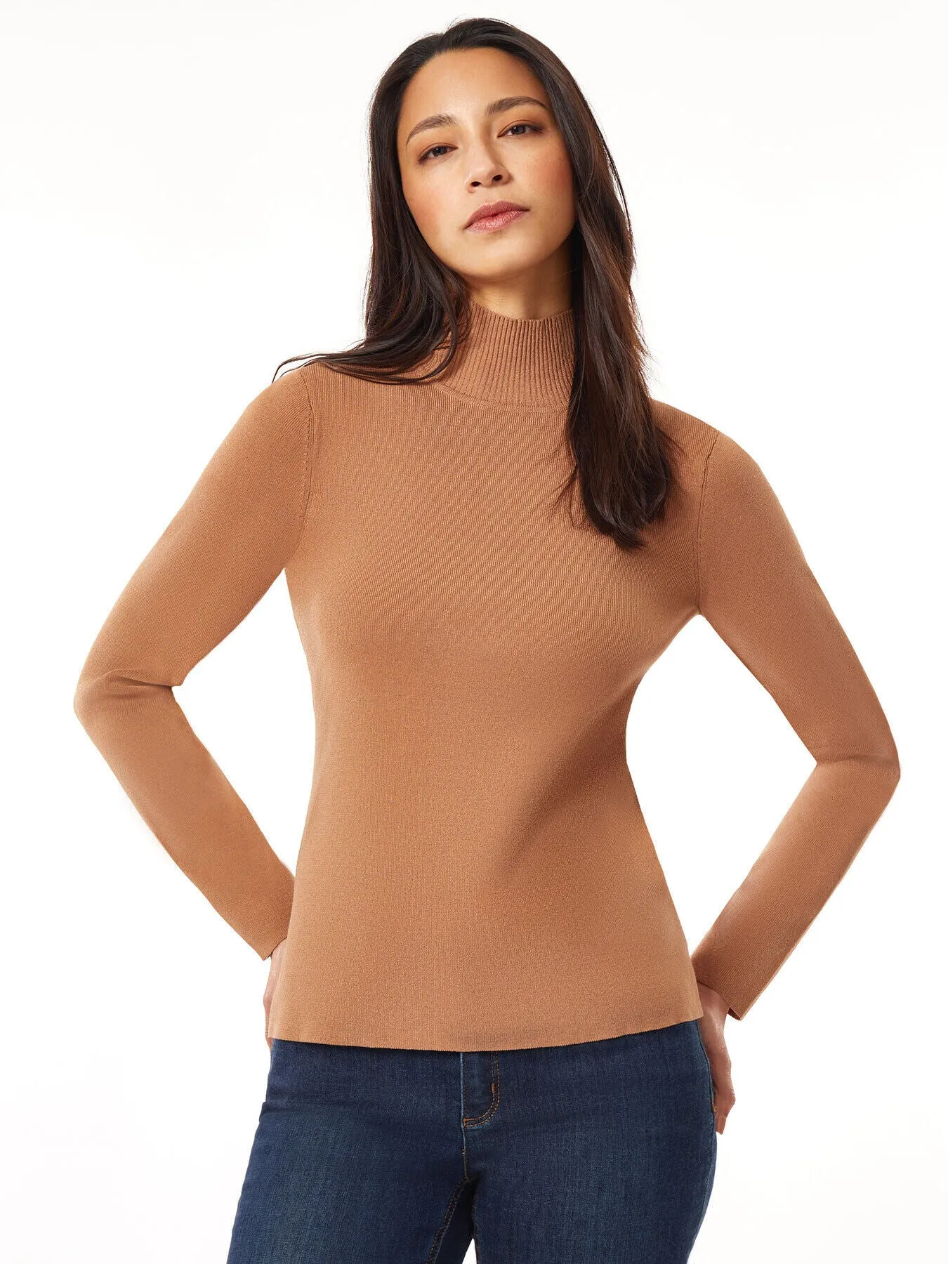 Long Sleeve Mock Neck Knit Sweater