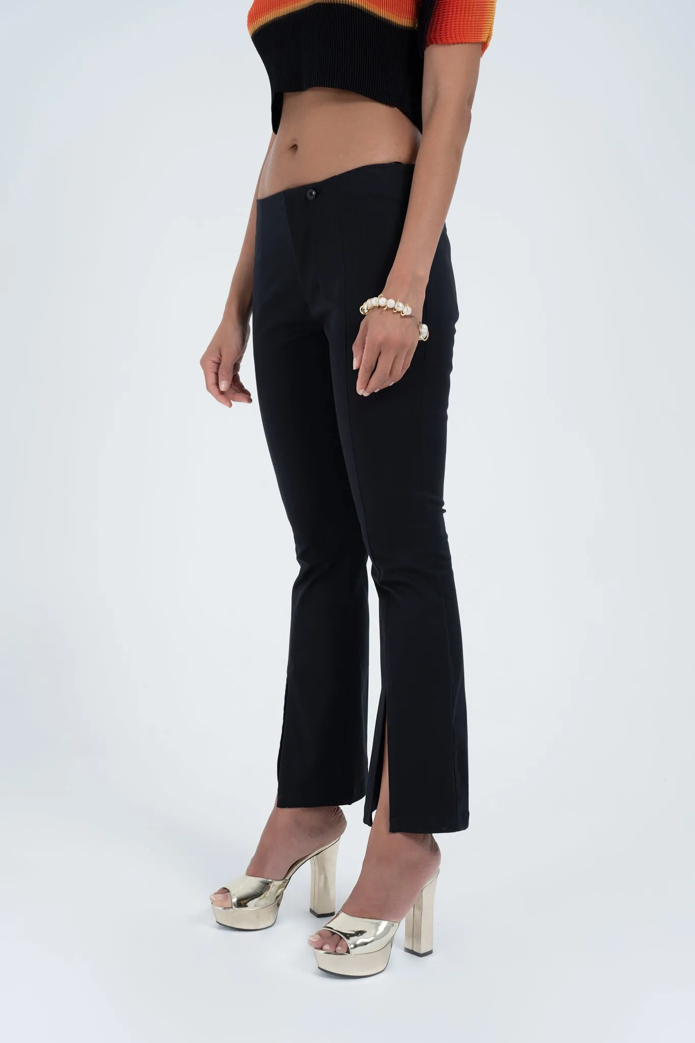 Low Rise Split Trouser in Black