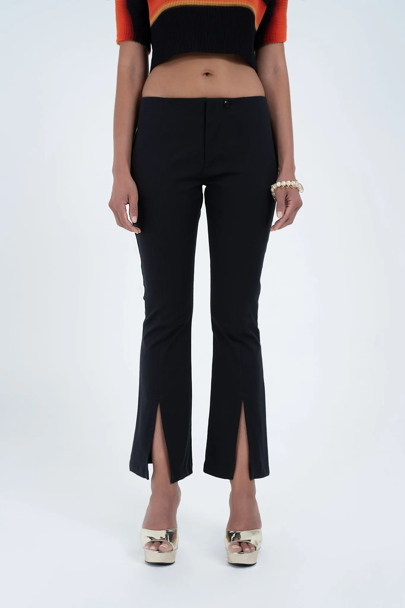 Low Rise Split Trouser in Black