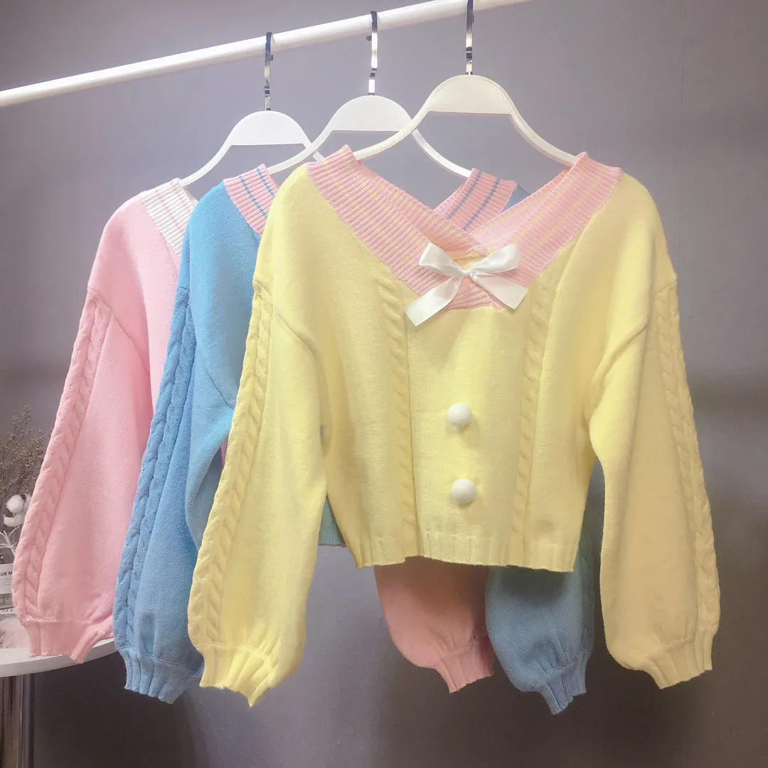 Macaron Colored Crop Top Sweater