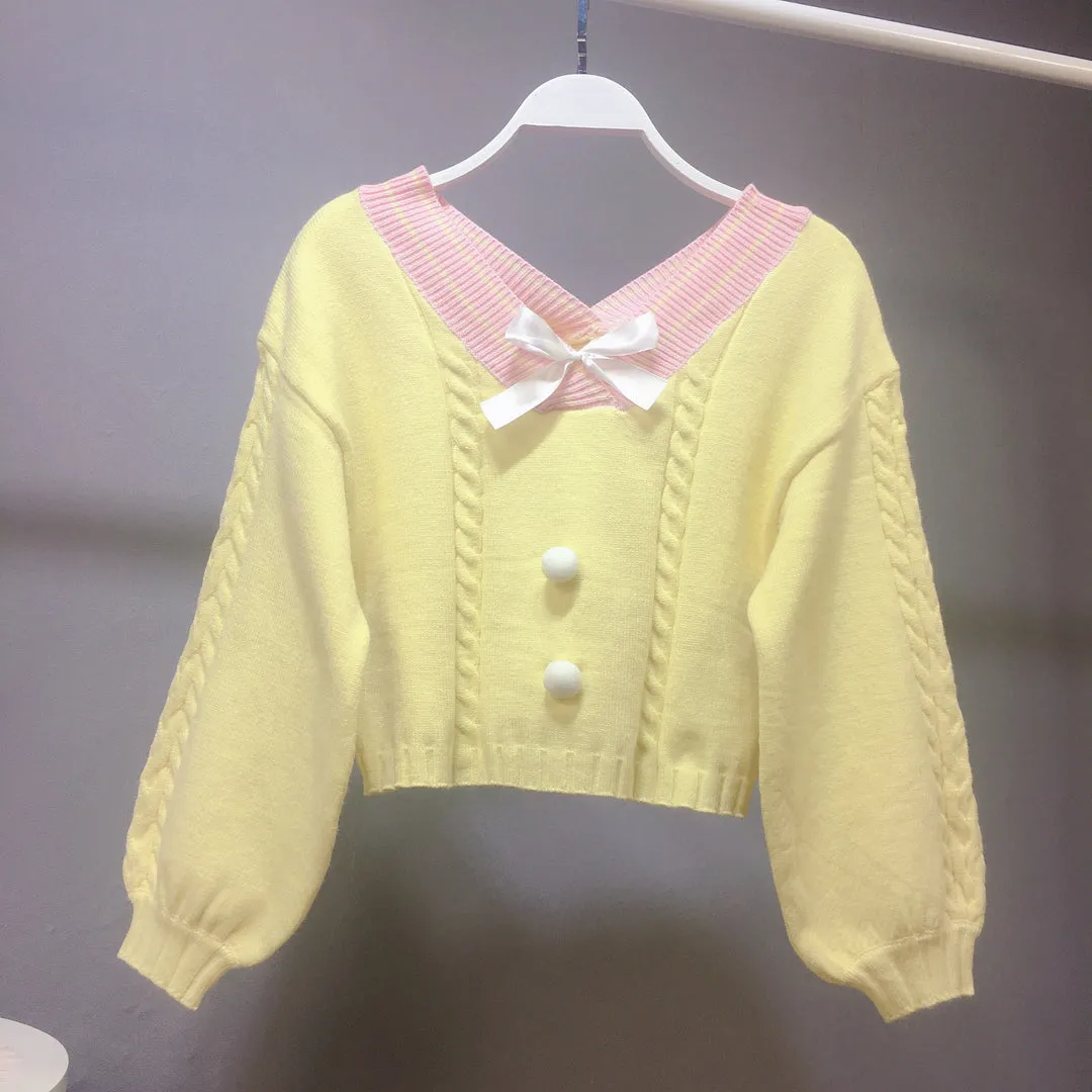 Macaron Colored Crop Top Sweater