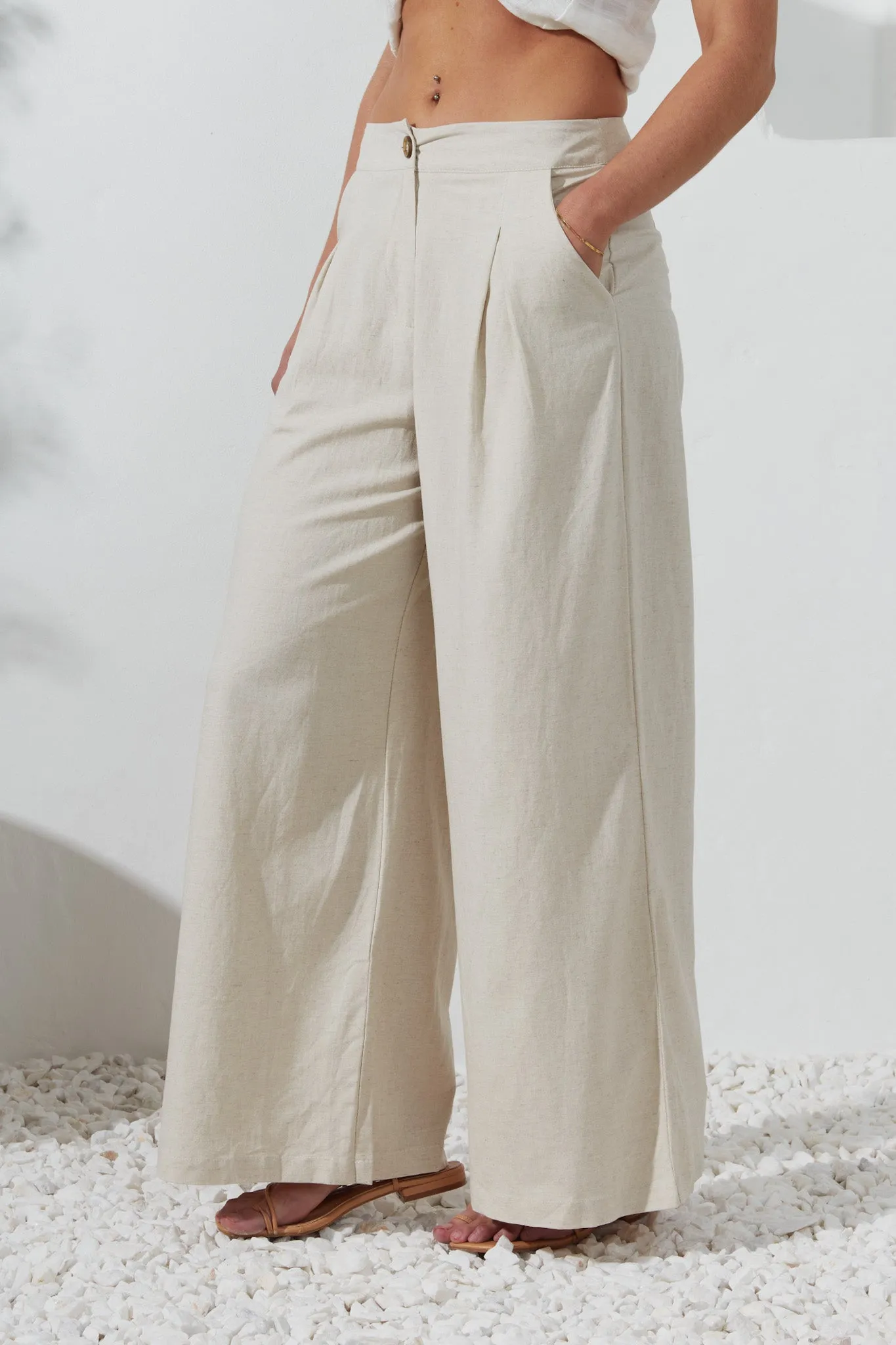 Margo Beige Wide Leg Pants