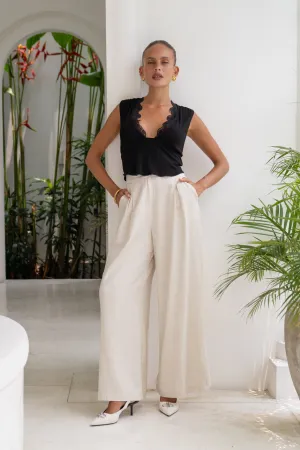 Margo Beige Wide Leg Pants