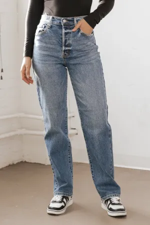 Medium Wash Super High Rise Dad Jeans - FINAL SALE