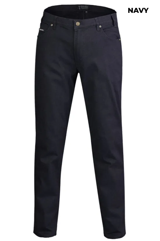 MENS - COTTON STRETCH JEANS - NAVY/MOSS GREEN/BLACK