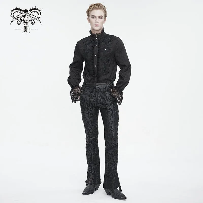 Men's Punk Lace-up Totem Printed Flared Pants