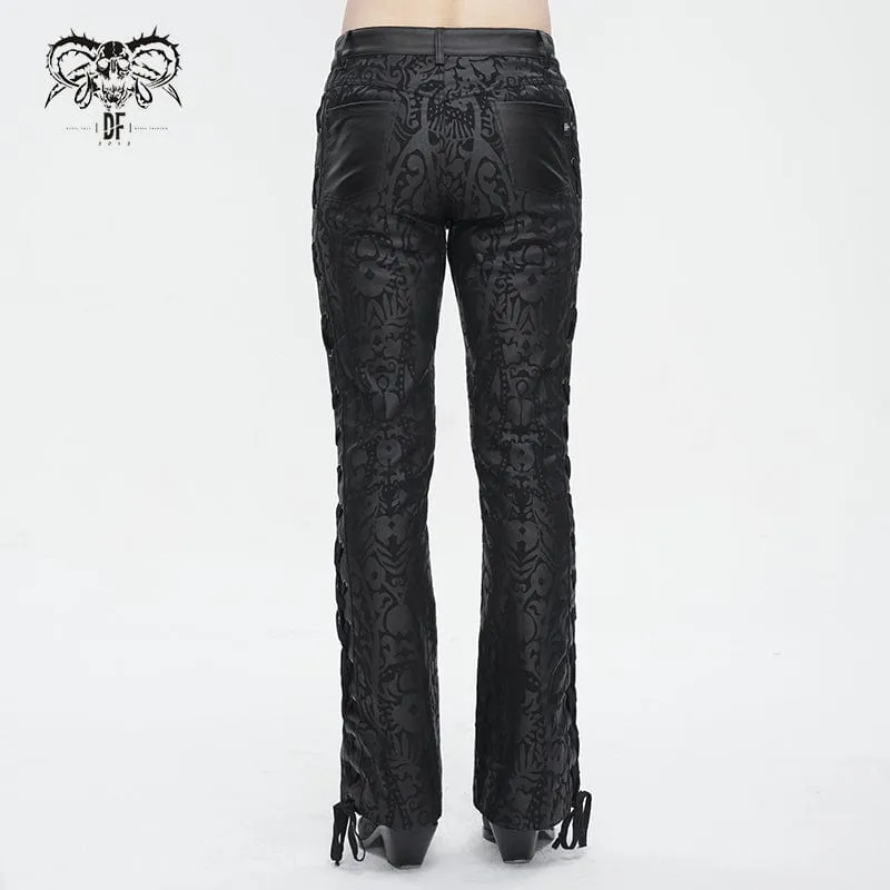 Men's Punk Lace-up Totem Printed Flared Pants