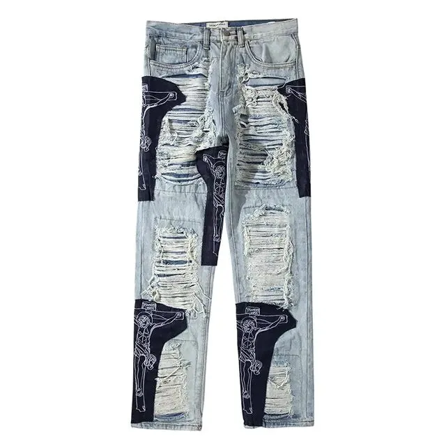 Men's Ripped Tassel Jeans^