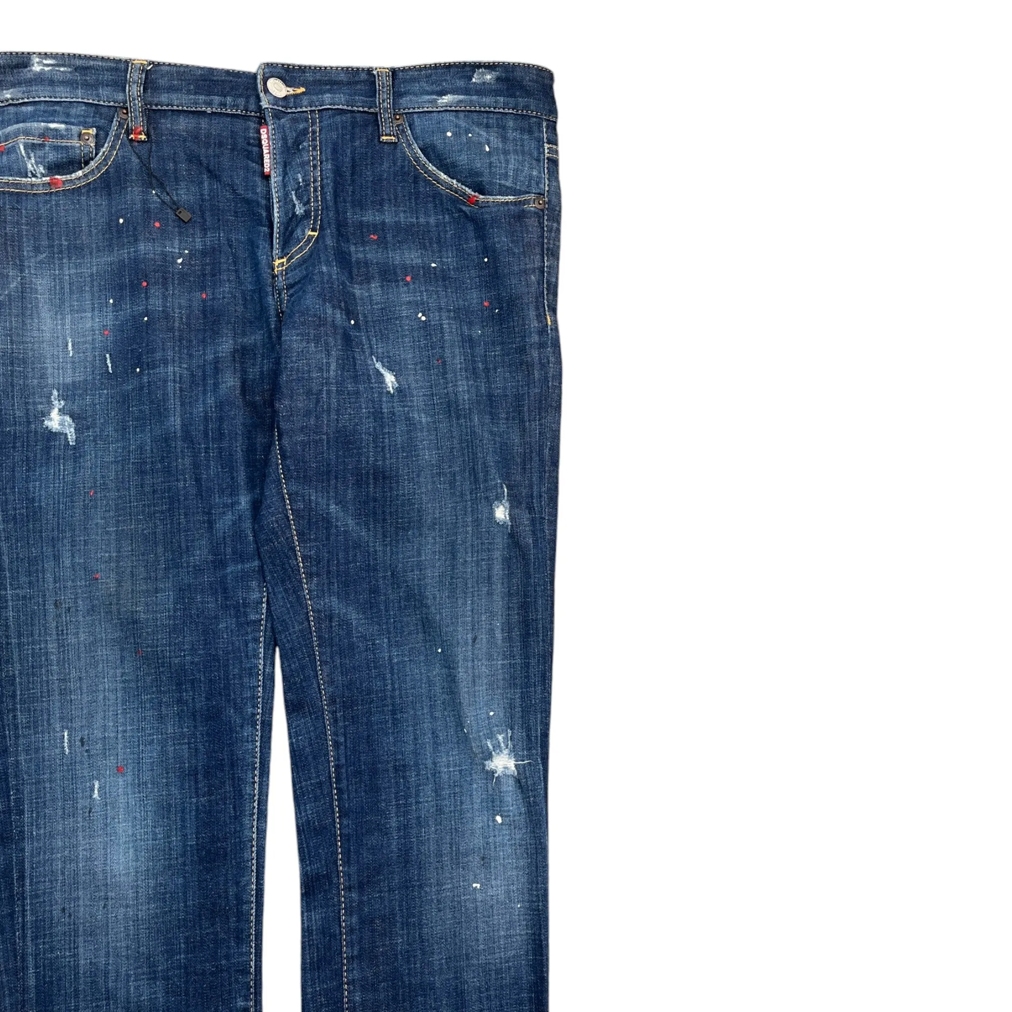 Men's Slim Paint Splatter Jeans Blue Size IT 52 / UK 36