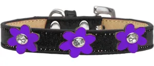 Metallic Flower Ice Cream Collar Black With Metallic Purple Flowers Size 12