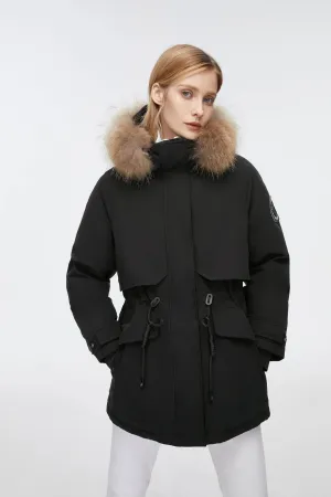 Mid-Length Goose Down Trench With Fur