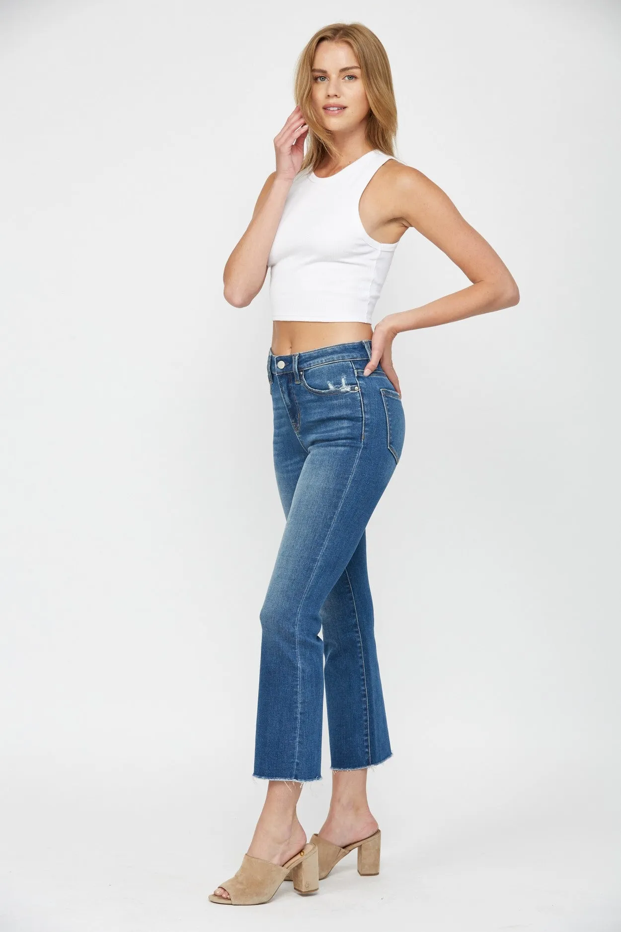 Mid Rise Boot Cut Cropped