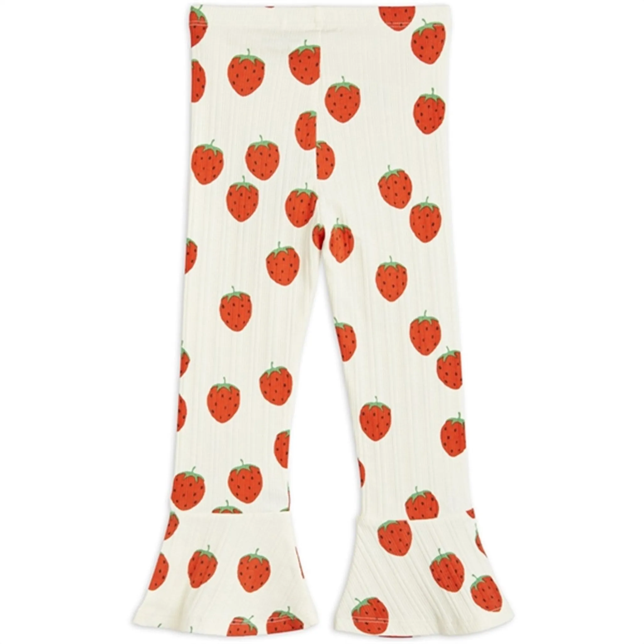 Mini Rodini Strawberries Aop Flared Pants Offwhite