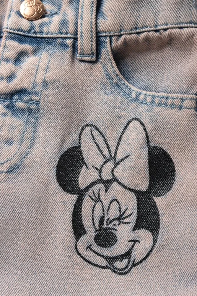 Minnie Mouse Mom Denim Jeans Light Blue