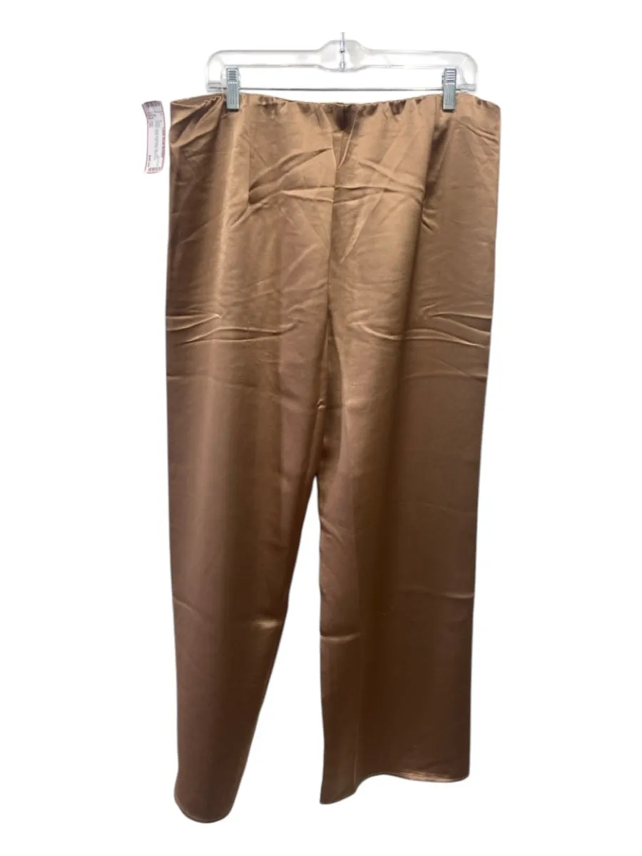 MNG Size XL Brown Missing Material Tag Satin Elastic Waist High Waist Pants