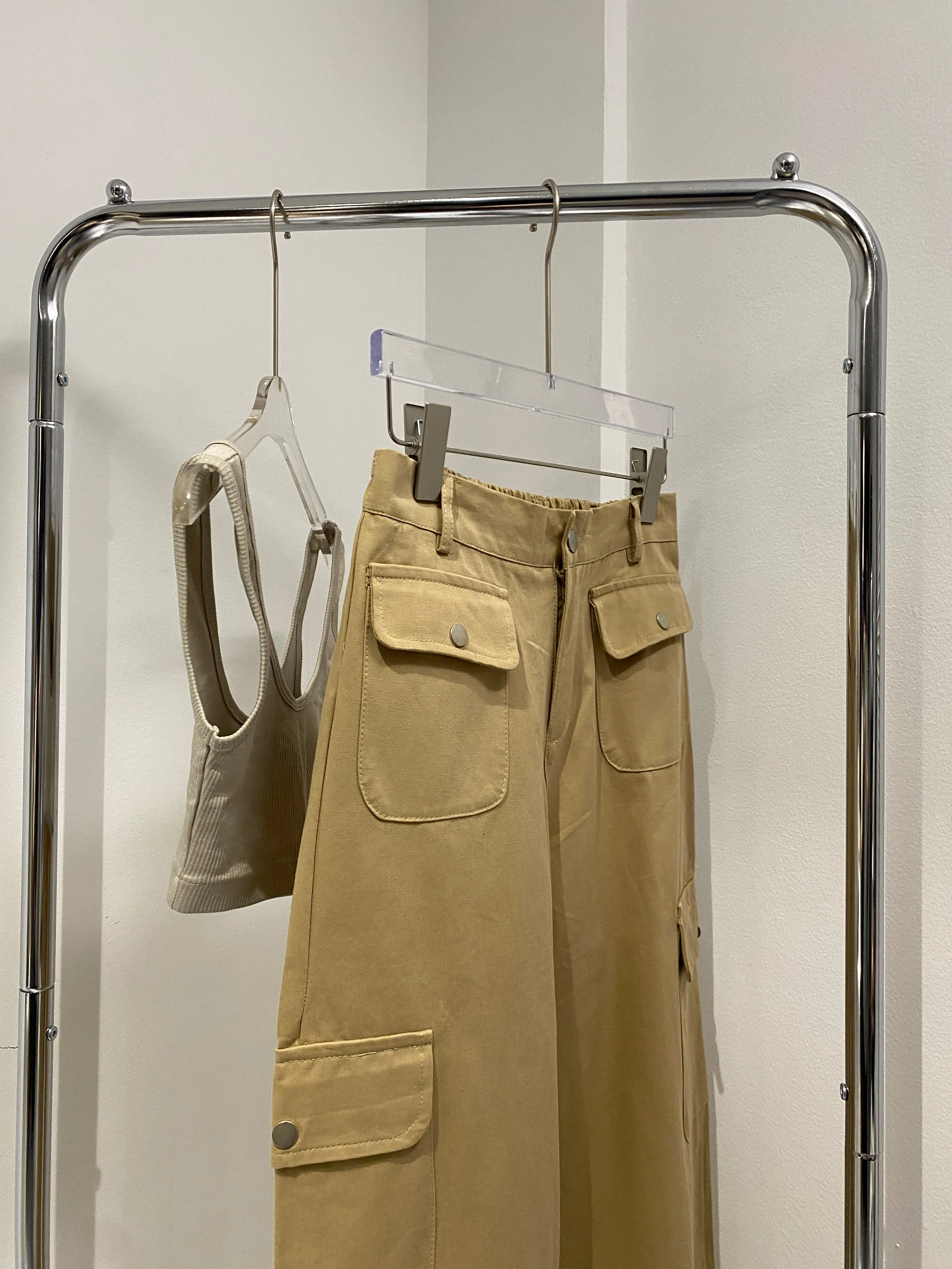 Multi Pocket Wide Leg Trousers - Khaki