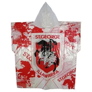 NRL Poncho - St George Illawarra Dragons - Plastic Rain Coat - Rugby League