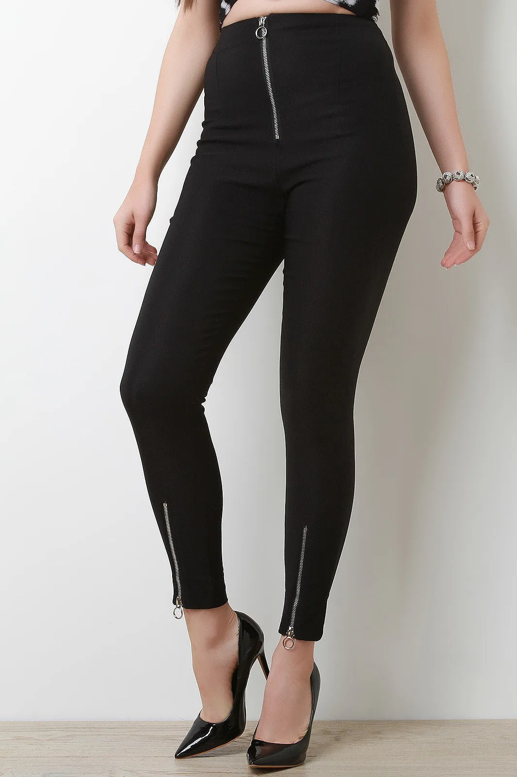 O-Ring Zipper Skinny Pants