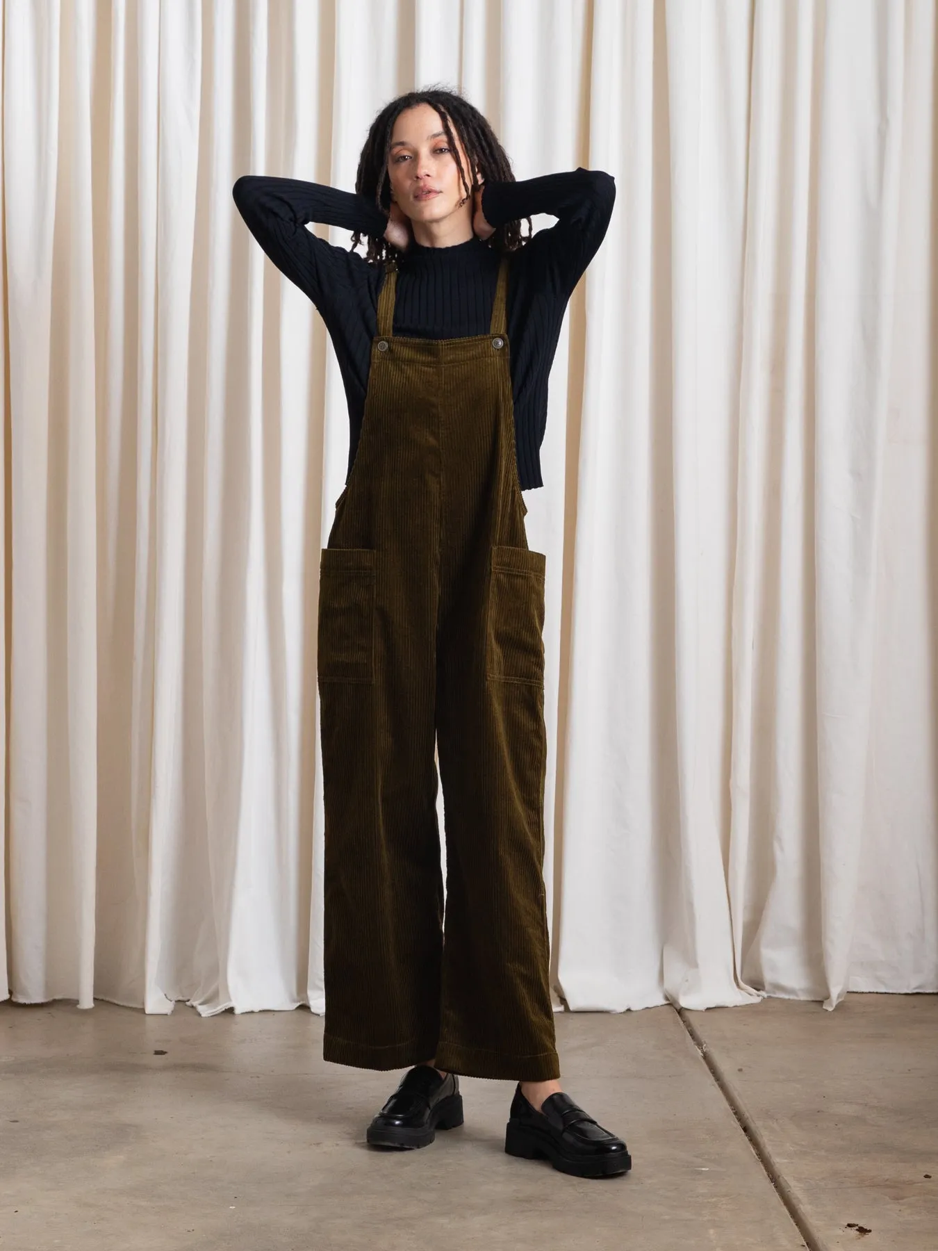 OVERALL JUMPER - OLIVE CORDUROY