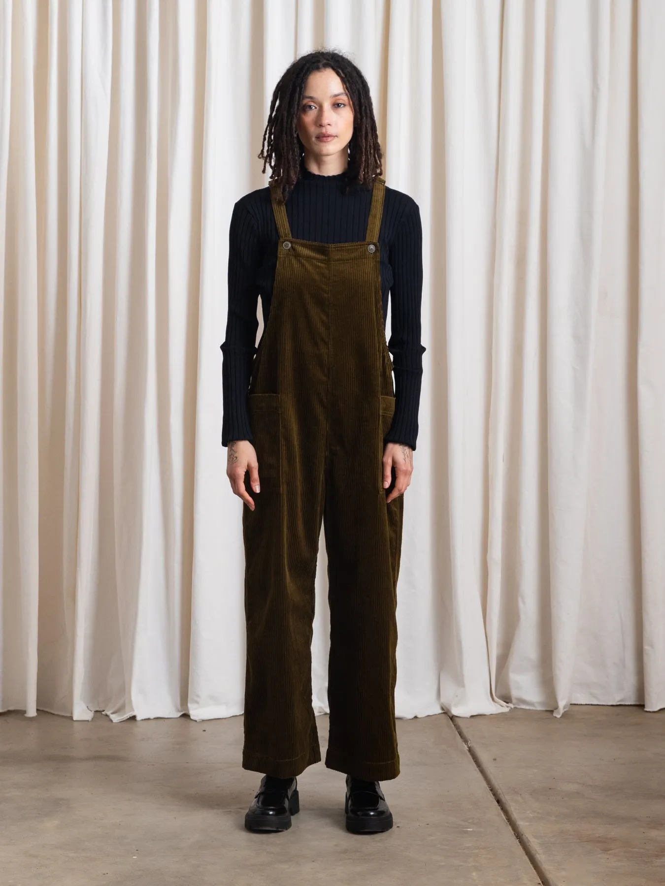 OVERALL JUMPER - OLIVE CORDUROY