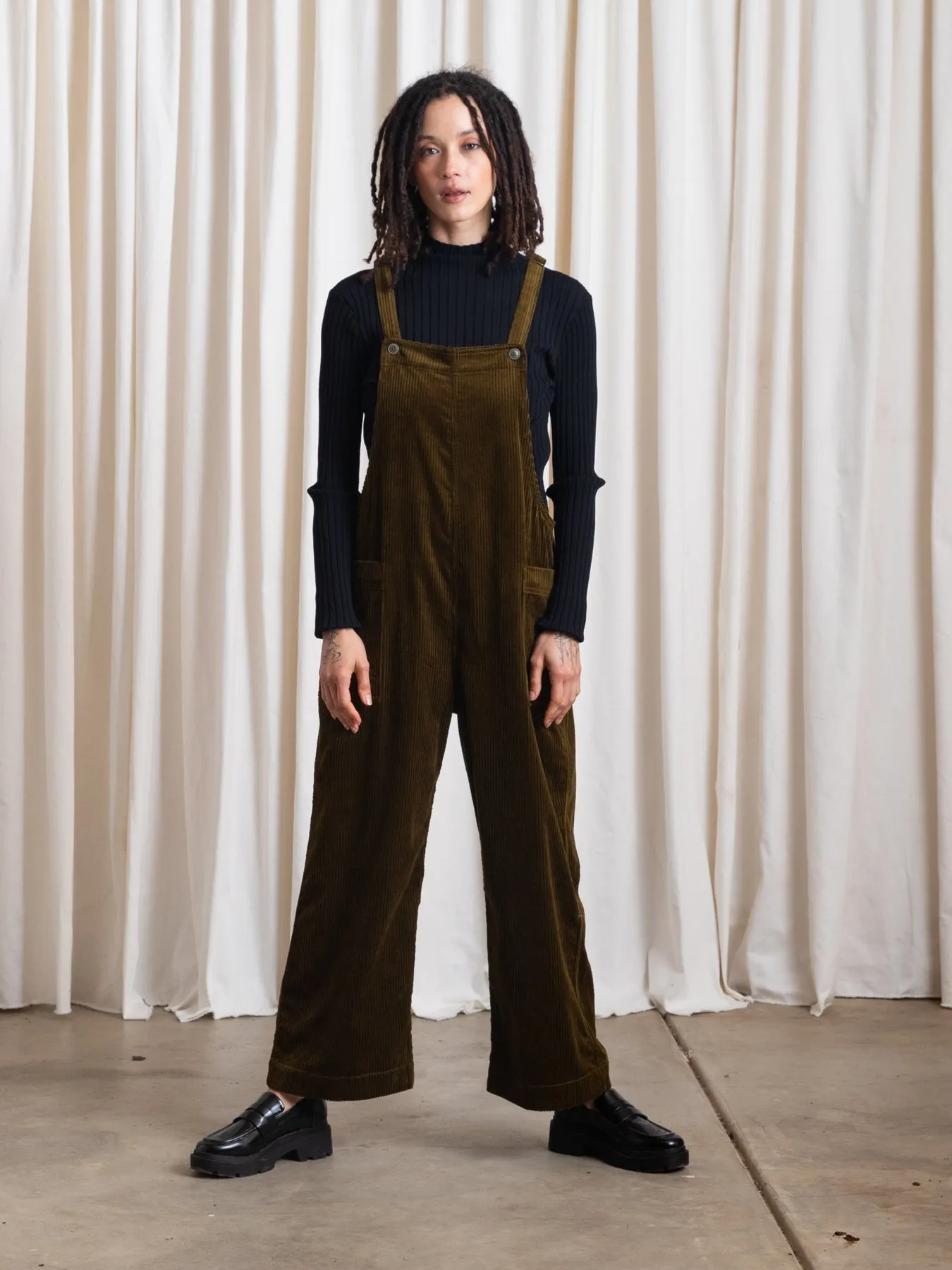 OVERALL JUMPER - OLIVE CORDUROY