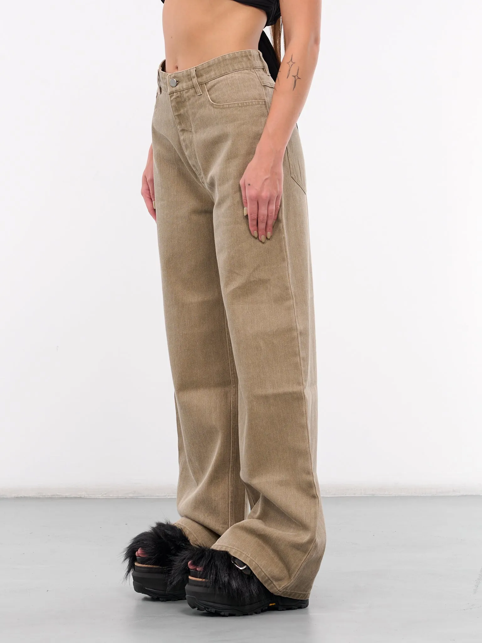 Oversized Drop Jeans (24025169-OLIVE)