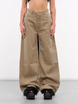 Oversized Drop Jeans (24025169-OLIVE)