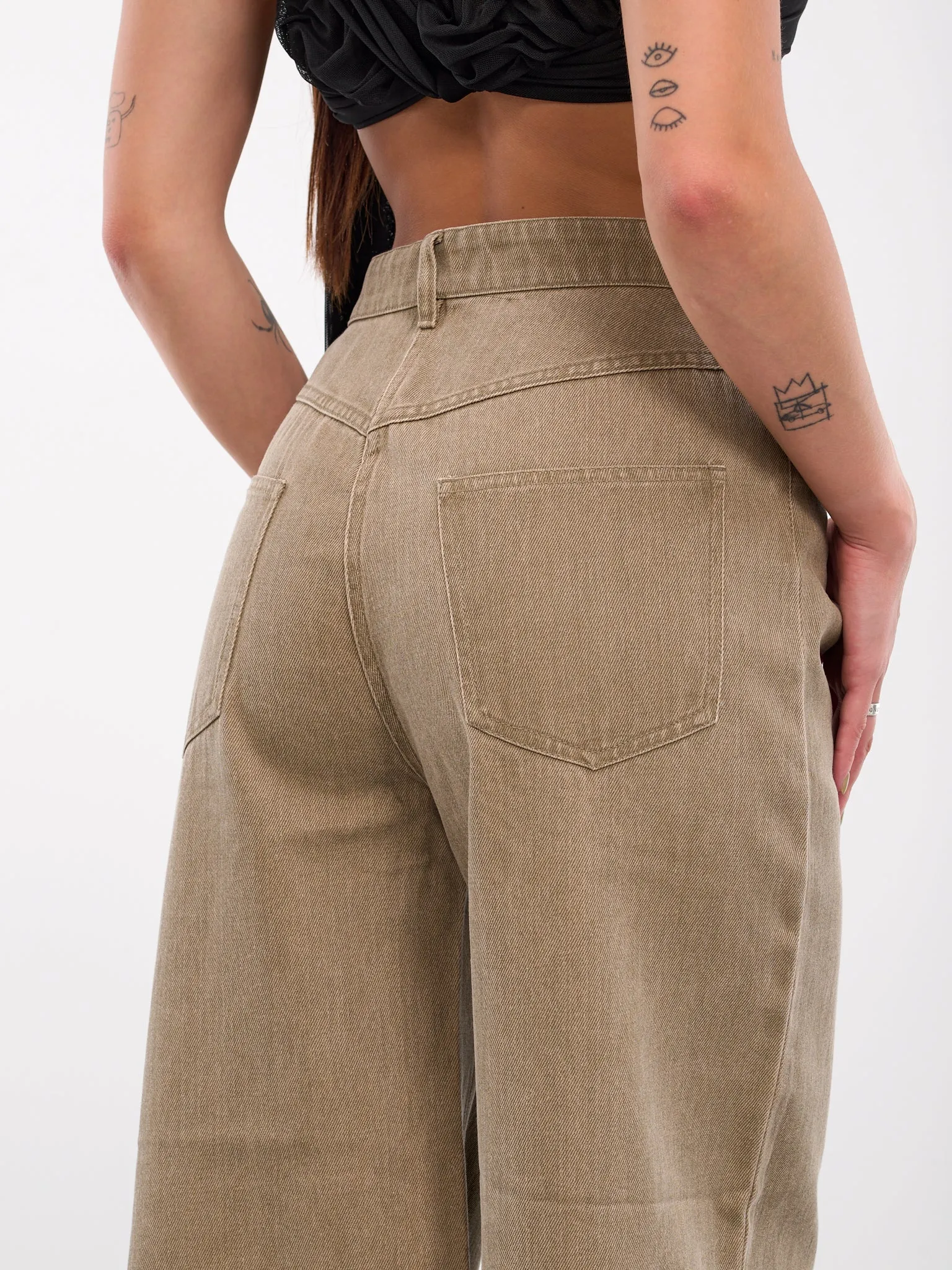 Oversized Drop Jeans (24025169-OLIVE)