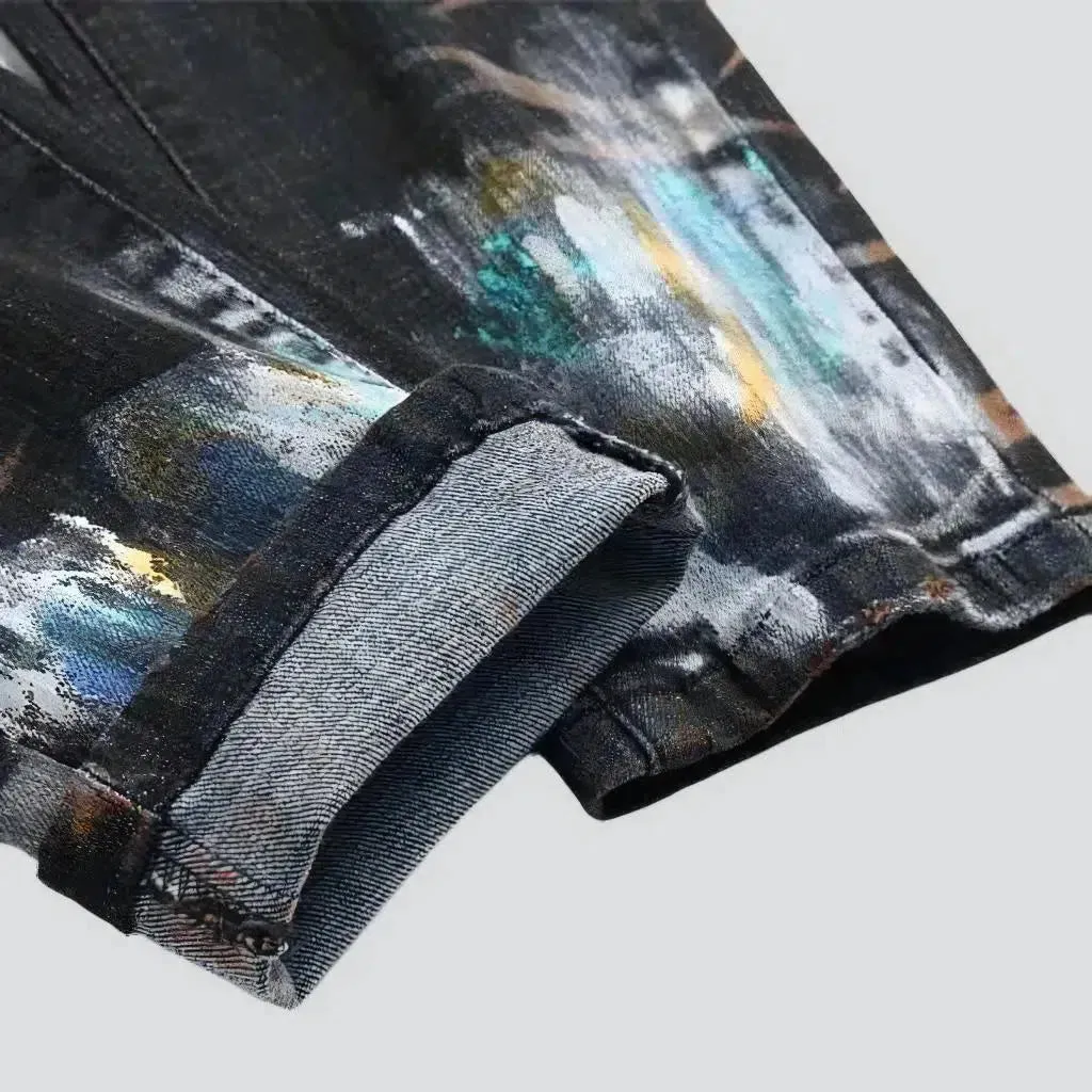 Painted men's jeans