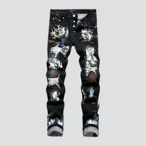 Painted men's jeans