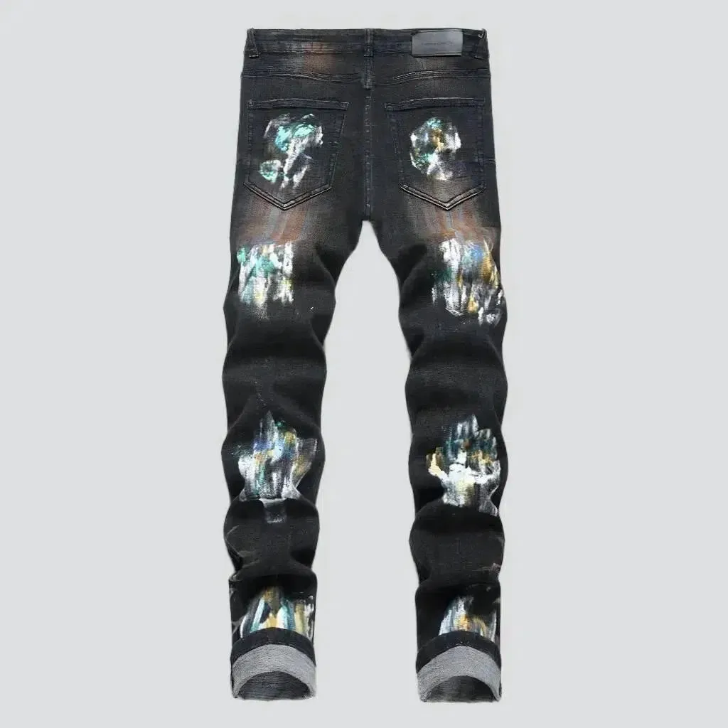 Painted men's jeans