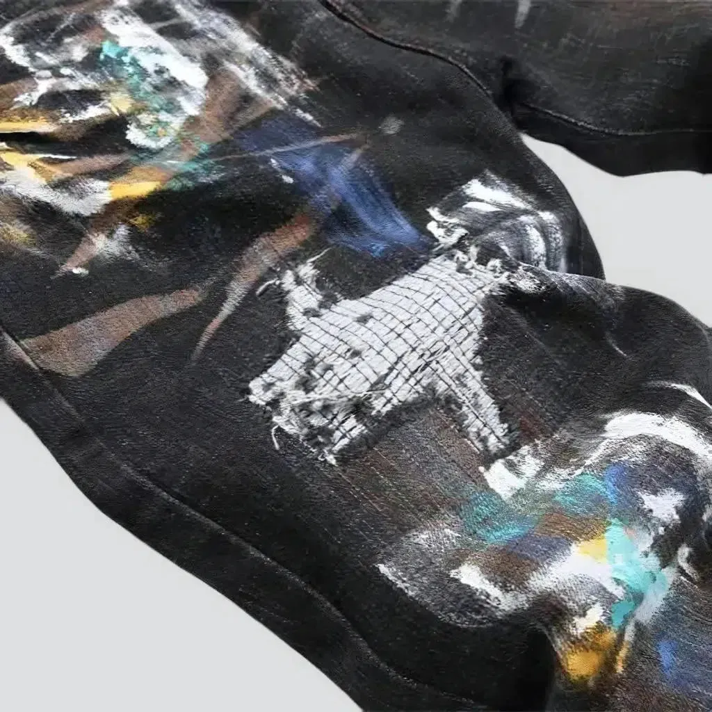 Painted men's jeans