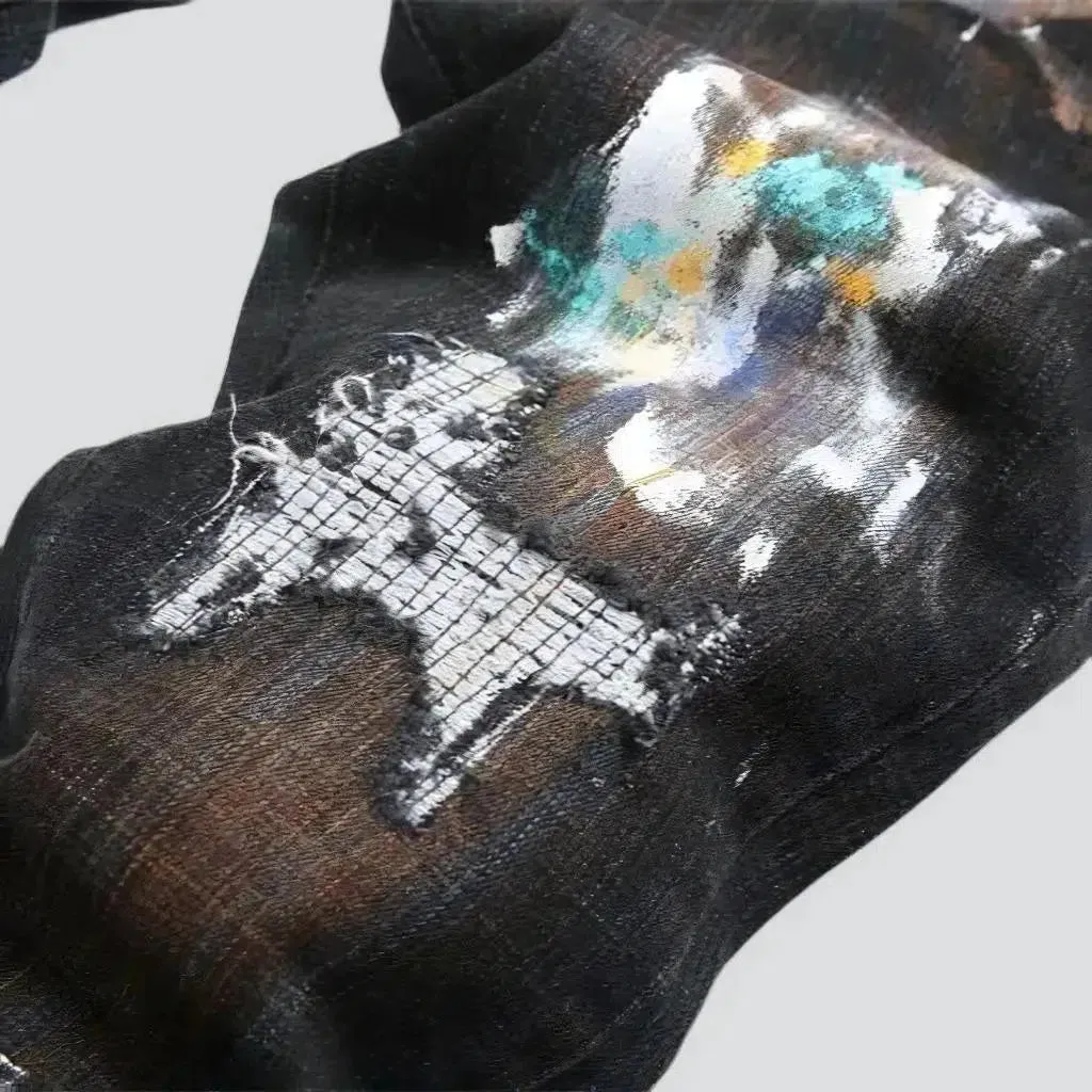 Painted men's jeans