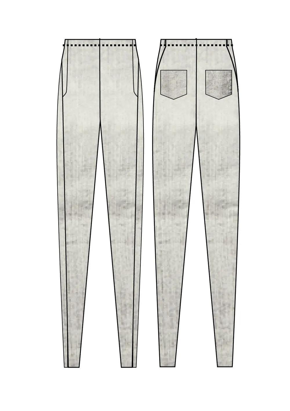 PANTS STRETCH HIGH WAIST - DENIM light grey washed