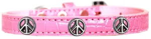 Peace Sign Widget Croc Dog Collar Light Pink Size 12