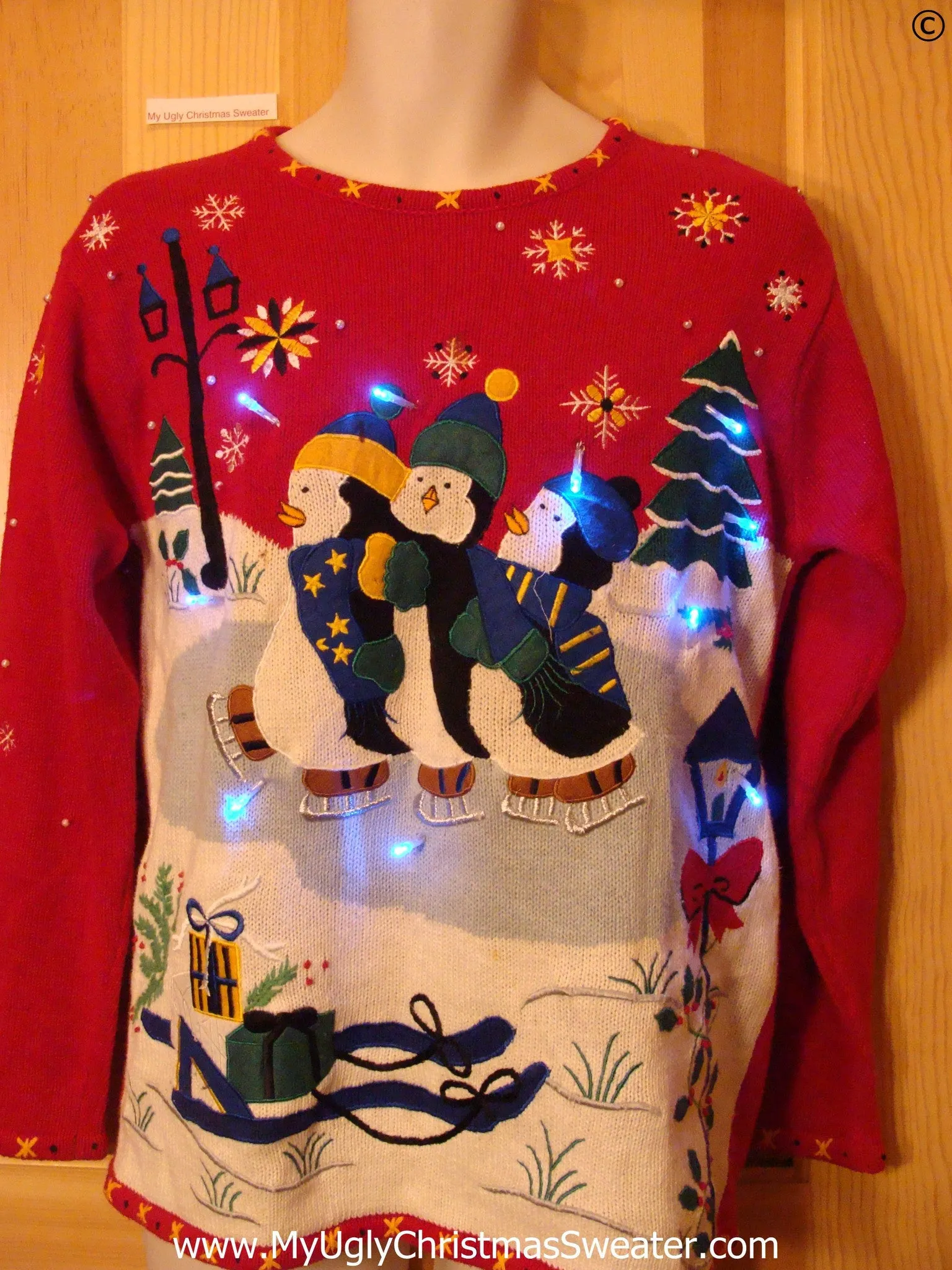 Penguin Family Funny Light Up Christmas Sweater